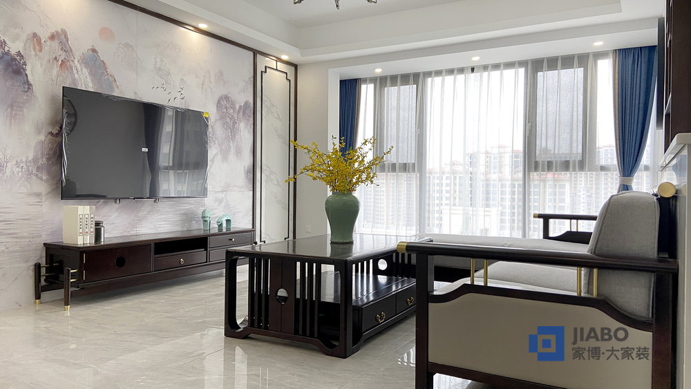 株洲西郡湘山里143m2四室兩廳裝修樣板間 客廳.jpg