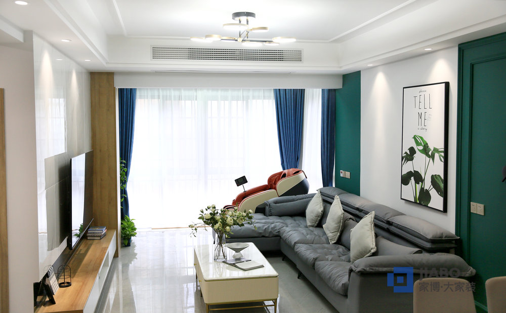 株洲荷塘觀邸130㎡三室兩廳裝修樣板間 客廳.jpg