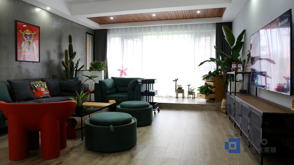 株洲逸都花園128㎡三室兩廳裝修樣板間 客廳.jpg