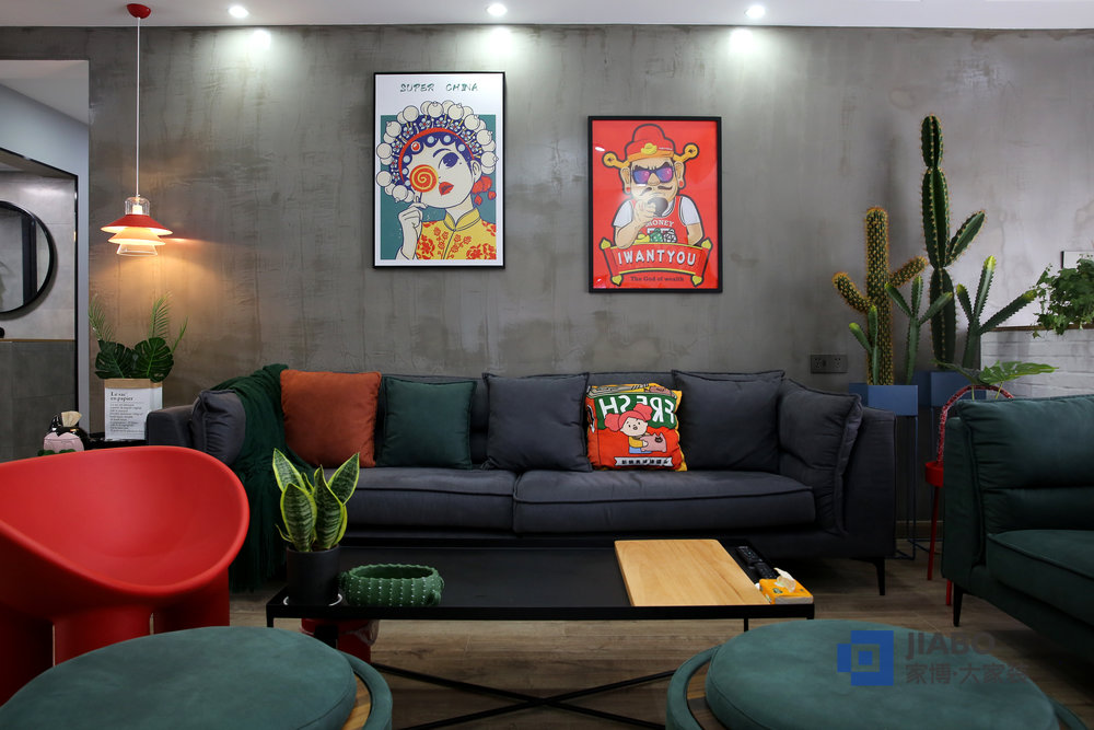 逸都花園裝修效果圖現(xiàn)代混搭風(fēng)格設(shè)計案例 沙發(fā)背景墻.jpg