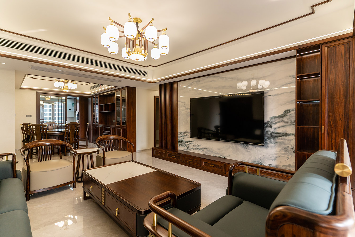 株洲家博整裝金水灣220㎡ 新中式風(fēng)格裝修賞析